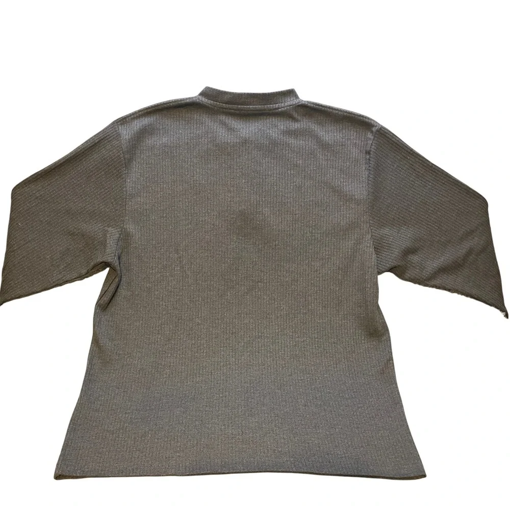 The North Face‎ Shirt Mens Large Henley Long Sleeve Ribbed Knit Pullover Gray